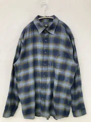 UNIQLO ユニクロ シャツ/ブラウス XL ブルー コットン チェック柄 ミドル丈 長袖 レギュラーカラー