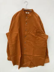 UNIQLO ユニクロ シャツ/ブラウス XL ブラウン コーデュロイ 無地 ミドル丈 長袖 スタンドカラー