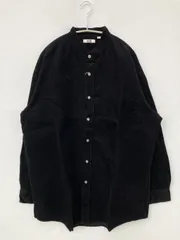 UNIQLO U ユニクロユー シャツ/ブラウス XL ブラック コーデュロイ 無地 ミドル丈 長袖 スタンドカラー