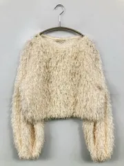 continuer de NICE CLAUP コンティニューデナイスクラップ ニット/セーター F アイボリー フェイクファー 無地 ショート丈 長袖 クルーネック(丸首)