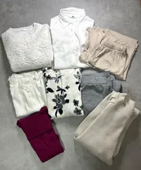 【Sサイズ豪華8点】レディース服まとめ売り UNIQLO/GU/AZUL コーデセット ズボン2着/トップス5着/ワンピ1着 1週間着回し カジュアル キレイめ 春秋冬 通勤 通学 お得 福袋