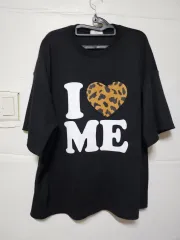 ブラック I ハート ME ヒョウ柄 レオパード 半袖 Tシャツ