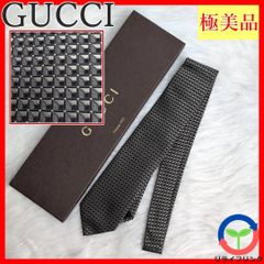 極美品 GUCCI ネクタイ ブラック 総柄 GG柄 シルク100%定価約4万円