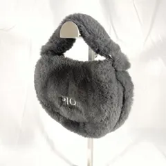 【良品】ジェラートピケ ファーバッグ ハンドバッグ グレー ふわふわ ロゴ刺繍 gelato pique レディース 鞄 ランチバッグ ジップ保護シール付 未使用級のサムネイル