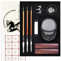 MIMIA 大人 書道 セット 習字 写経 初心者 道具 書道セット 習字セット 半紙 下敷き 付き 高級 正月 書写 書初め 水墨画 ((11点セット（半紙・下敷き付き）) [11点セット（半紙・下敷き付き）]