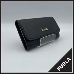FURLA（フルラ） 極美品 キーケース バビロン 6連 サフィアーノレザー ブラック 黒 ゴールド金具 ロゴ プレート 型押し 鍵入れ コンパクトウォレット スマートキー ビジネス ギフト プレゼント 誕生日 卒業 入学 お祝い ユニセックス