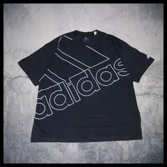adidas ビッグロゴT ブラック メンズL ストリート ビッグプリント 半袖
