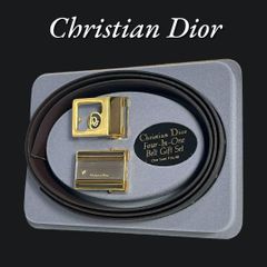 Christian Dior Men's Belt with Buckle Set, Black, Black, Excellent Condition, Black, Casual, Unisex (Women's/Men's)