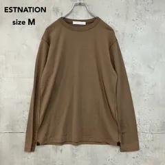 ESTNATION エストネーション ブラウン ウール混 ロングスリーブ Tシャツ カットソー クルーネック 長袖 Mサイズ 無地 シンプル ベーシック インナー 重ね着 ストレッチ 伸縮性あり ハイゲージ ニットソー ★ ■◇のサムネイル