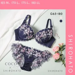 【SHIROHATO公式】【正規品・新品】ココランジェ レトロブーケ ブラジャー ショーツ セット バックレース フレアショーツ SHIROHATO別注 GHI 大きいサイズ COCO Linge(I65-M、I70-L、I75-L、I80-LL)