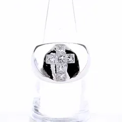 クロスモチーフ デザインリング プラチナ 指輪 メレダイヤ 十字架 リング 11.5号 Pt900 ダイヤモンド レディース 【中古】