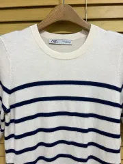 ZARA ザラ レディース ストライプ ラウンド半袖ニット
