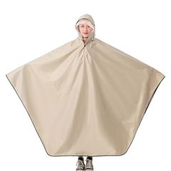 [Angenster] レインコート レインポンチョ メンズ レディース 二重つば 軽量 携帯便利 自転車 旅行 オートバイ おしゃれ ポンチョ 軽量 大きいサイズ 軽量 雨合羽 雨具 完全防水 防風 防災 梅雨対策 豪雨対応 通勤 通学 男女兼用 (ベージュ