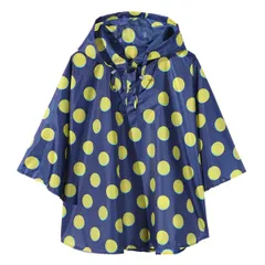 [イイクル] レイン コート キッズ かわいい レインウェア 子供 雨具 ウェア 女の子 カッパ ポンチョ 雨合羽 男の子 (ブルー(ドット), XL)