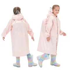 [JYZ] カッパ 子供 キッズ レインコート ランドセル対応 男の子 女の子 こども用レインコート レインポンチョ 子供 雨具 合羽 軽量 防水 速乾 夜間反射 ツバ 収納袋付き レイングッズ 梅雨 豪雨 自転車 通園 通学 キャンプ アウトドア ピンク X