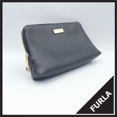 FURLA（フルラ）】ポーチ 小物入れ レザー ブラック ゴールド金具 