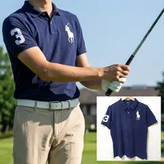 ビッグポニー刺繍【POLO RALPH LAUREN】ポロラルフローレン 半袖 ポロシャツ コットン 綿 ネイビー 濃紺 ゴルフ 鹿の子編み ワンポイント ナンバリング ボーイズXL 18-20 メンズL相当 /M44742jQ