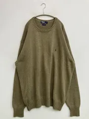 Polo by Ralph Lauren ポロバイラルフローレン ニット/セーター 3XLT カーキ コットン ニット 無地 ワンポイント ブランドロゴ ロング丈 長袖 クルーネック(丸首)