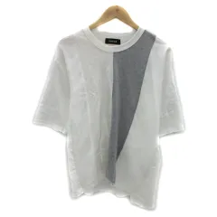 ズッカ zucca Tシャツ カットソー 半袖 ラウンドネック パッチワーク オーバーサイズ M 白 ホワイト グレー /YS33のサムネイル