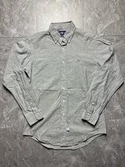 【希少色】ラルフローレン BDシャツ M グレー 無地 ゆるだぼ ポニー刺繍 長袖 アメカジ 90s 00s ビンテージ ビッグシルエット