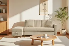 「5月30日再入荷予定」「新入荷」全新品 ソファ　ソファーベッド　カウチソファ　3人掛け　オットマン付き　多機能ソファ　左右側とも取り付けるアームレスト　たくさん収納　レイアウト自由　クッション2個