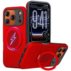 【新品】 対応iPhone 17 Pro Max用 ケース magsafe対応 リング付き 耐衝撃 米軍MIL規格 リング マグネット搭載 ワイヤレス充電可能 多機能360度回転 指紋防止 黄変防止 車載ホルダー 赤 C99-ip17pm-02 1