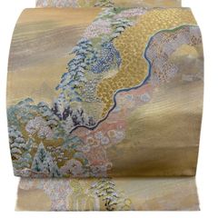 袋帯 亀甲 菊 桐の花 竹 黒地 金糸 銀糸 着物 帯 017k - メルカリ