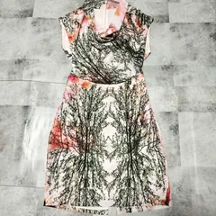 【美品】TED BAKER LONDON  Camilla Print Dress サイズ2 Мサイズ相当 ピンク系 ノースリーブ ドレス ロングワンピース 総柄