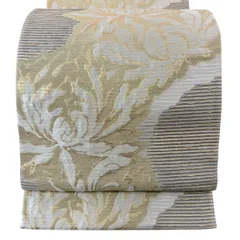 【美品】 袋帯 秀品 花柄 金糸 箔 金色 六通 正絹 【中古】