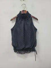 MAITRESSE ブラック ホルターネック ノースリーブ ブラウス シャーリング