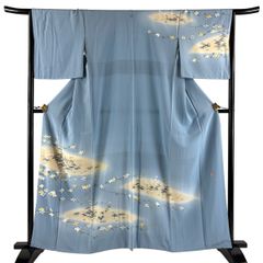 訪問着 絽 夏 夏着物 水色 身丈158cm 裄丈63cm 仕立て上がり 正絹 