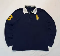 ポロ ラルフローレン ビッグポニー ロングスリーブ ラグビーシャツ ネイビー