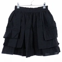 シンシアローリー CYNTHIA ROWLEY フレアスカート ミニ ギャザー バックファスナー コットン ボーダー 2 黒 ブラック ボトムス /T2のサムネイル