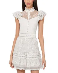 アリスアンドオリビア レディース トップス ワンピース ミニ 刺繍 Alice and Olivia Vernita Embroidered Mini Dress Off White オフホワイト