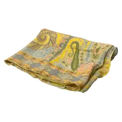ETRO(エトロ) ストール(ショール) イエロー×ブルーグレー×マルチ ペイズリー柄 シルク