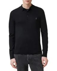 オールセインツ メンズ アウター ニット・セーター レギュラーフィット ポロシャツ ウール ALLSAINTS Mode Regular Fit Merino Woolong Sleeve Poloのサムネイル