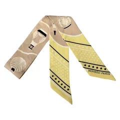 HERMES(エルメス) スカーフ ツイリー ベージュ×イエロー×黒 LES FLACONS BANDANA