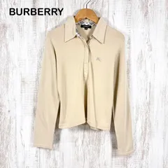 BURBERRY LONDON バーバリーロンドン ホースロゴ刺繍 ノバチェック コットン 長袖 ポロシャツ ベージュ