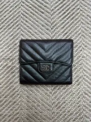 S級/正規品 CHANEL シャネル Classic キャビア 3段 二つ折り財布