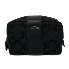 COACH(コーチ) ポーチ シグネチャー柄 F21497 黒 レザー