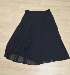 黒色 プリーツ ロング スカート