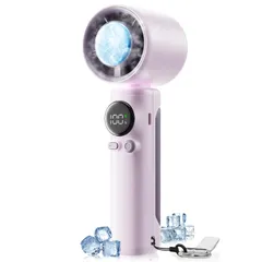 ハンディファン【2025年革新モデル・-20℃瞬間冷却】携帯扇風機 冷感プレート付き 手持ち扇風機 1?100無段階風量調節 LEDディスプレイ 5000mAh大容量 長時間連続 Type-C 充電式 小型軽量 手持ち/卓上/携帯 ストラップ 158c1ea9