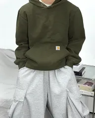 Carhartt カーハート オリーブ カーキ ロゴパッチ パーカー Tシャツ S