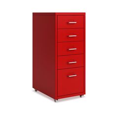 IKEA ヘルメル引き出しユニット キャスター付き レッド キャビネット