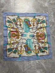 セリーヌ ハンカチ パープル  46×46 CELINE ロゴ ヴィンテージ スカーフ 古着