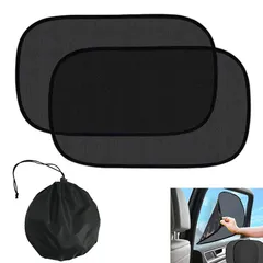 サンシェード 車用サンシェード 車 日除け 静電吸着 遮光断熱 車窓 日除け UVカット 汎用 2枚入り 運転席 助手席 簡単張り付 軽量コンパクト 折り畳み式 収納袋付き 暑さ対策 夏の必需品 (50×30cm【2枚セット】) 0