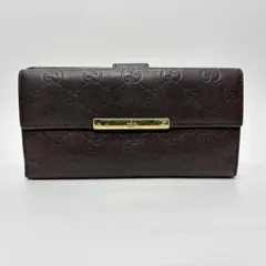 4094 GUCCI グッチ 長財布 ダークブラウン Wホック シマレザー