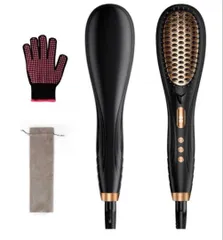 ヘアアイロン ストレートブラシ マイナスイオン機能搭載 ヒートブラシ