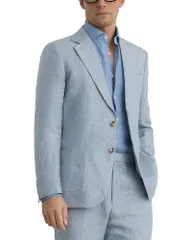 レイス メンズ アウター ジャケット・ブルゾン ブレザー リネン REISS Tailored Fit Linen Twill Blazer Soft Blue ブルー