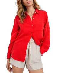 レイルズ レディース トップス シャツ ボタンダウン コットン ダウン Rails Ellis Cotton Gauze Button Down Shirt Cherryのサムネイル